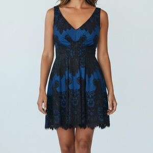 NWT EVA FRANCO BLUE AND BLACK DRESS size 4 Gorgeous
